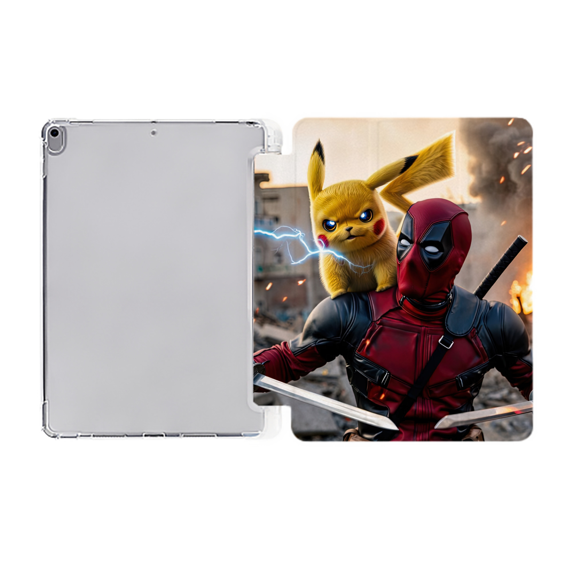 （画像用） Deadpool デッドプール IPad ケース ペン収納付き 三つ折りスタンド PUレザー×シリコン 対応機種9.5/10.5/10.9インチ